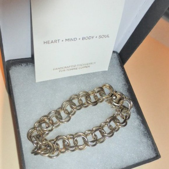 GOLD Fill BRACELET Handcrafted 4 Tomme Copper Woman's Vintage Link Bracelet - Picture 1 of 12